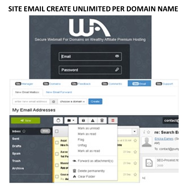 Site Email For Email Creation Available per Site Domain Name At Quaint Digital Marketing
