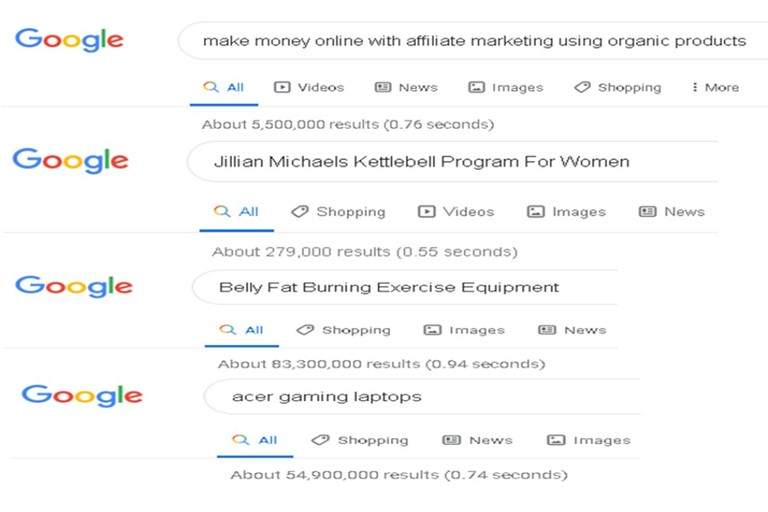 How To Earn Money Online With A Website Step 1 Google Search Examples