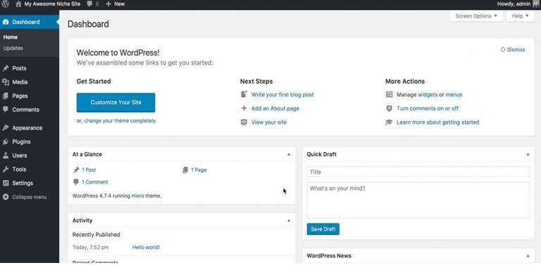 How To Earn Money Online With A Website Step 4 Your Website WordPress Dashboard